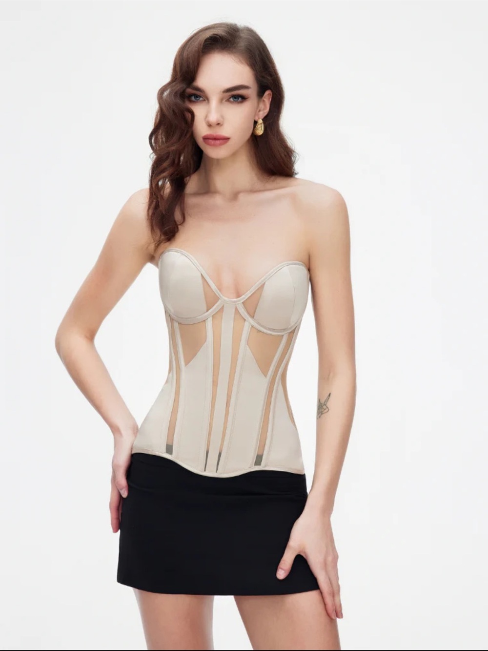Muse Strapless Sculpting Bustier Corset Top in Beige